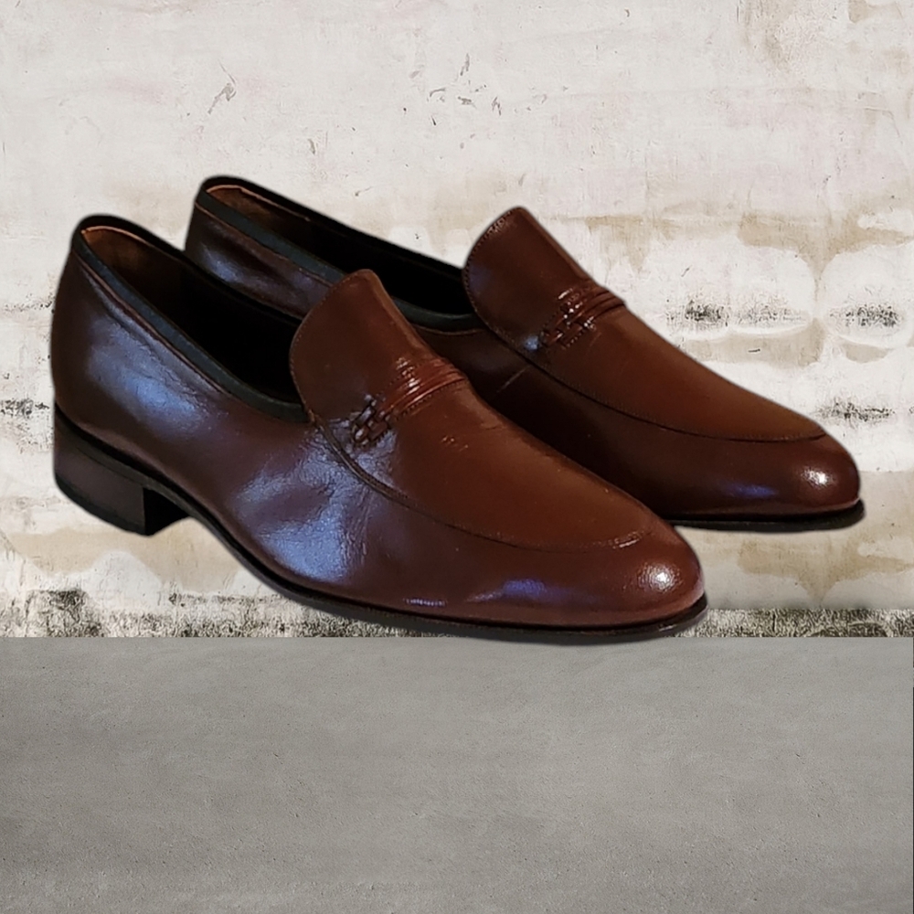 Men Vintage Leather Brown Loafers By Florsheim Size 8D